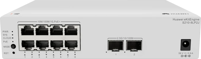 Huawei eKit SME Network eKitEngine S210 Series Desktop Gigabit Managed Switch, 8x RJ-45, 2x SFP, 32W PoE+
