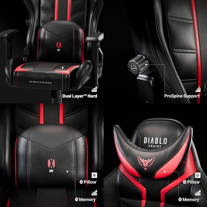 Diablo Chairs X-Ray 2.0 King Gamingstuhl, schwarz/rot