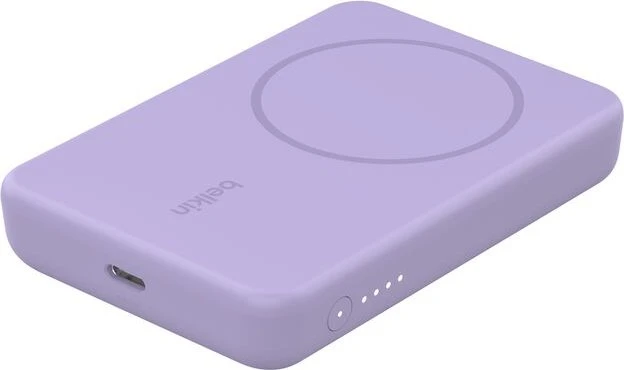 Belkin BoostCharge Magnetic Wireless Power Bank 5K + Stand violett