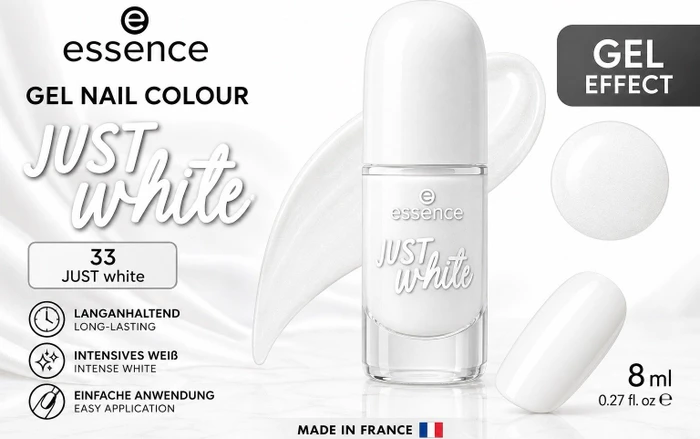 Essence gel nail colour Nagellack 33 just white, 8ml