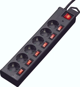Renkforce 615B-CMB-S Überspannungsschutz-Steckdosenleiste, 6-fach, 1.5m, schwarz