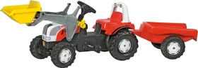 rolly toys rollyKid Steyr CVT 6190 Trettraktor mit Frontlader und Anhänger rot