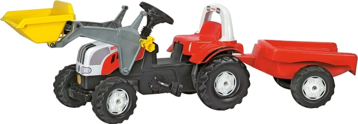 rolly toys rollyKid Steyr CVT 6190 Trettraktor mit Frontlader und Anhänger rot