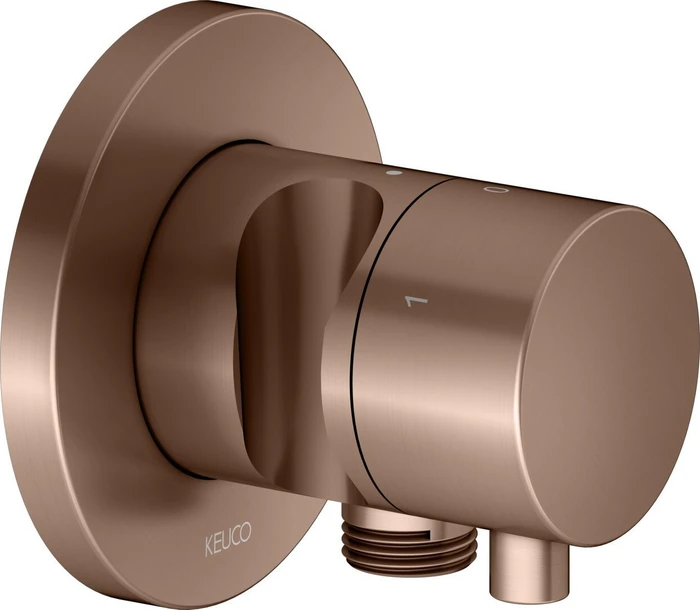 Keuco IXMO 59549 Comfort 3-Wege Ab- und Umstellventil mit Schlauchanschluss und Brausehalter rund rotgold gebürstet