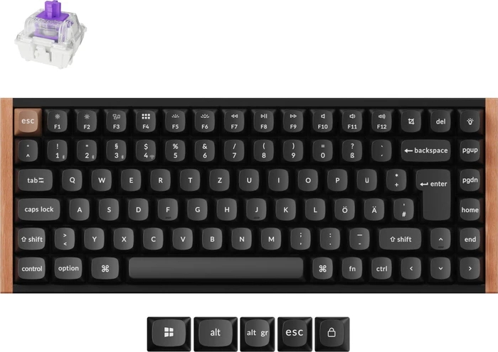 Keychron K2 HE Wireless, Special Edition ISO Black, 75%, PBT, LEDs RGB, Gateron 2.0 Magnetic Nebula, USB/Bluetooth, DE