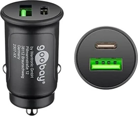 Wentronic Goobay Dual-USB Auto Schnellladegerät USB-C PD (Power Delivery) schwarz
