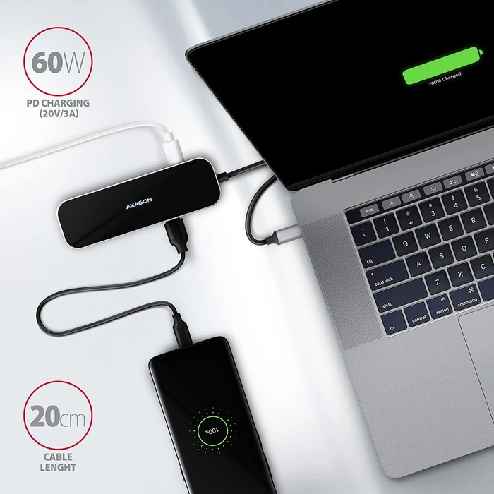 Axagon 6in1 USB-C Combo Hub, USB-C 3.0 [Stecker]