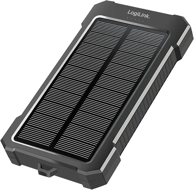 LogiLink Solar Powerbank 10000mAh 2x USB-A 1x USB-C 20W schwarz/orange