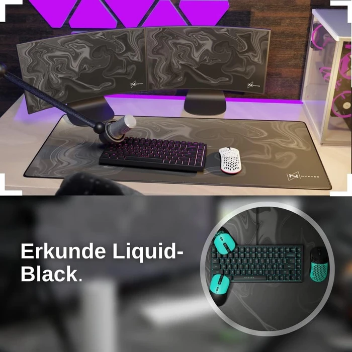 Nyfter Nyfpad XXL Liquid Premium Gaming Mousepad, 900x500mm, Design grau/schwarz