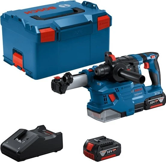 Bosch Professional GBH 18V-22 Akku-Bohr-/Meißelhammer inkl. L-Boxx + 2 Akkus 4.0Ah + Absaugeinheit