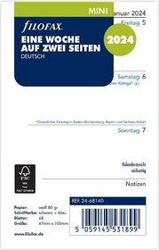 Filofax Kalender Mini Ersatzeinlage 1 Woche/2 Seiten deutsch 2024, 67x105mm