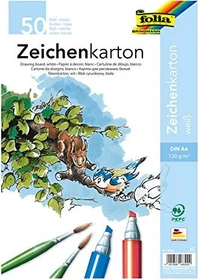 Folia Zeichenkarton, A4, glatt, weiß, 50 Blatt