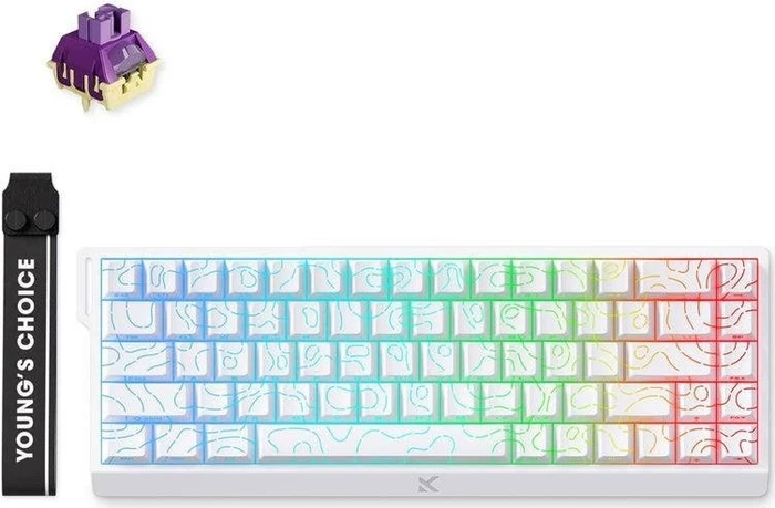 Mchose Ace 68 HE Gaming Keyboard, White Topographic, LEDs RGB, Dragon Lord Magnetic, USB, US