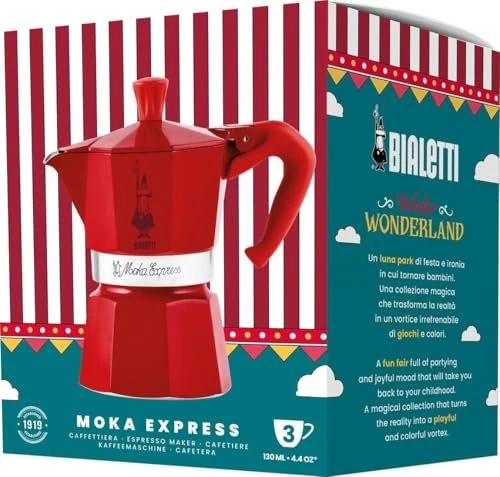 Bialetti Moka Express Winter Wonderland 3 Tassen Espressokanne rot
