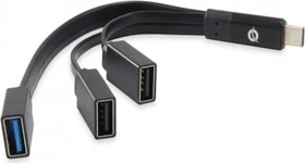 Conceptronic HUBBIES schwarz USB-Hub, 1x USB-A 3.0, 2x USB-A 2.0, USB-C 3.0 [Stecker] (HUBBIES01B)