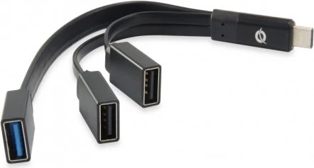 Conceptronic HUBBIES schwarz USB-Hub, 1x USB-A 3.0, 2x USB-A 2.0, USB-C 3.0 [Stecker]