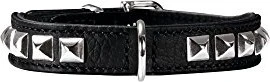 Hunter Rocky Petit Hundehalsband für kleine Hunde, Leder, Nappaleder, weich, rockig, Nieten-Besatz, 27 (XXS-XS), schwarz