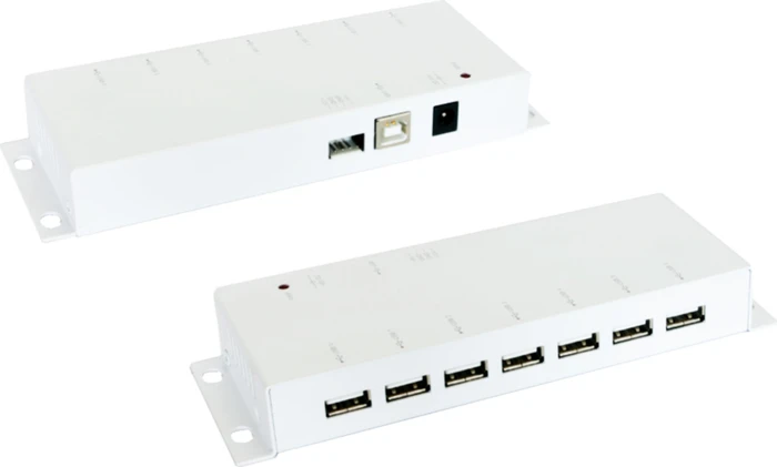 Exsys Industrial Railmount USB-Hub, 7x USB-A 2.0, USB-B 2.0 [Buchse]