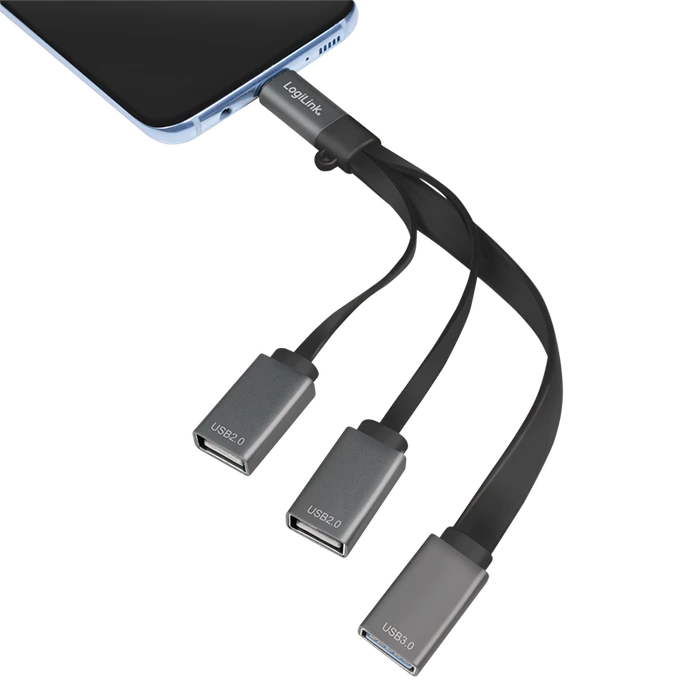 LogiLink Kabelpeitsche USB-Hub, 1x USB-A 3.0, 2x USB-A 2.0, USB-C 3.0 [Stecker]