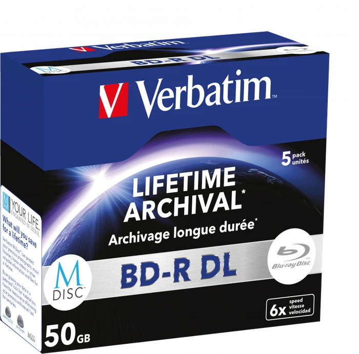 Verbatim M-DISC BD-R DL 50GB, 6x, 5er Jewelcase