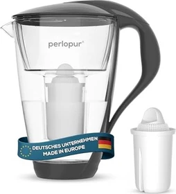 PearlCo Glas Tischwasserfilter inkl. Kartusche Classic Universal anthrazit