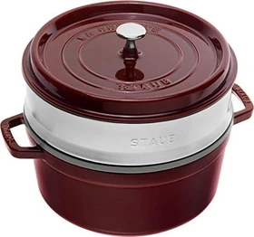 Zwilling Staub Cocotte Schmortopf rund mit Dämpfeinsatz 26cm 5.2l grenadine