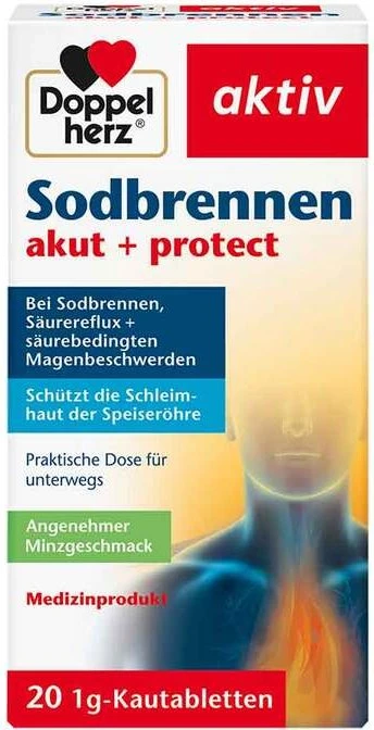 Doppelherz aktiv Sodbrennen akut + protect Kautabletten, 20 Stück