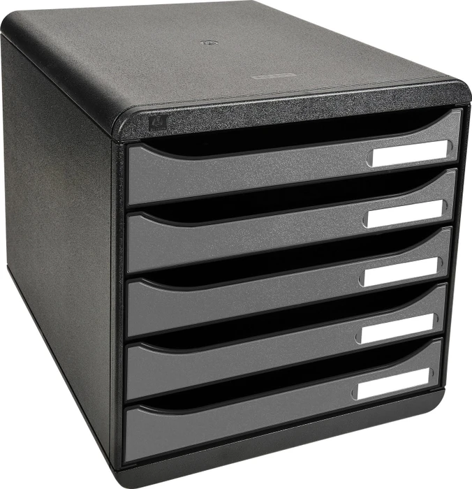 Exacompta Big Box Plus Schubladenbox, 5 Schubladen, metallic silber