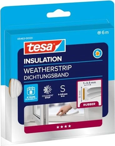 tesa tesamoll E-profile Dichtungsband weiß, Abdichtband, 9mm/6m, 1 Stück