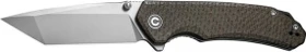 Civivi Brazen Flipper Taschenmesser green coarse micarta/black hand rubbed damascus