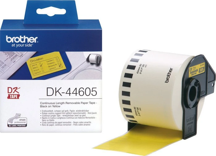 Brother Endlosetiketten DK-44605, 62mm, 30.5m, ablösbar, gelb