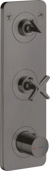 Hansgrohe Axor Citterio E Thermostatmodul 380/120 Kontrollfeld mit Platte für 2 Verbraucher brushed black chrome