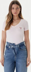 Guess Stretch Logo-Dreieck V-Neck T-Shirt kurzarm rose (Damen)