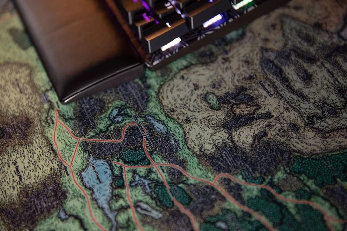 Konix Dungeons & Dragons XXL Faerun Map Mouse Pad, 800x460mm, Motiv blau/grün