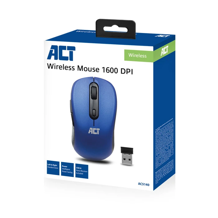 Act Wireless Mouse 1600dpi blau, USB