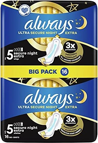 Always Ultra Secure Night Größe 5, 16 Stück