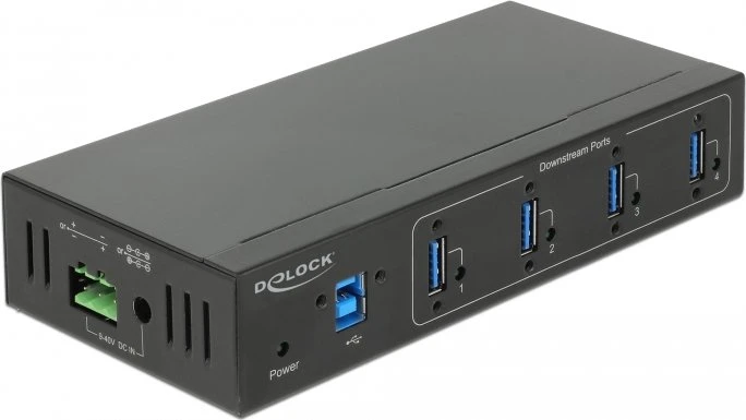 DeLOCK Industrial Railmount USB-Hub, 4x USB-A 3.0, USB-B 3.0 [Buchse]