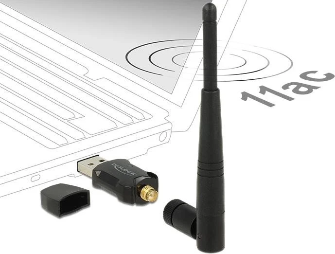 DeLOCK Dualband WLAN 802.11ac Stick, 2.4GHz/5GHz WLAN, USB-A 2.0 [Stecker]
