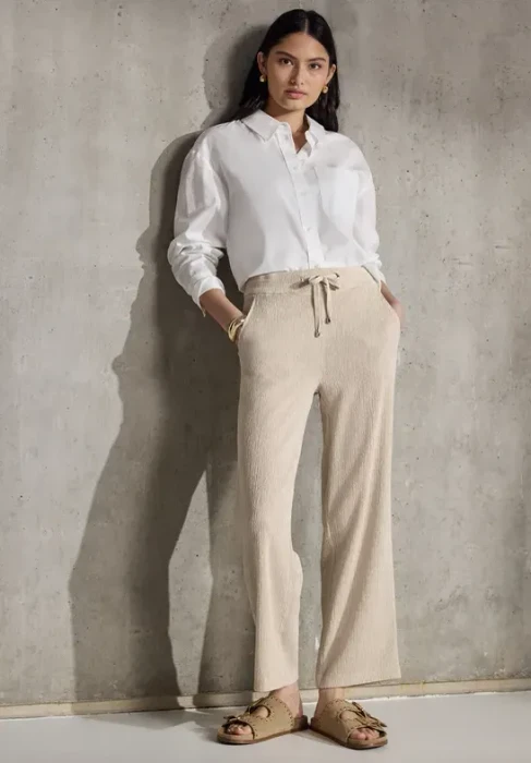 Street One Straight Leg Struktur Hose moonstone sand (Damen)