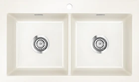 systemceram Mera Twin F Einbau Doppelspüle magnolie