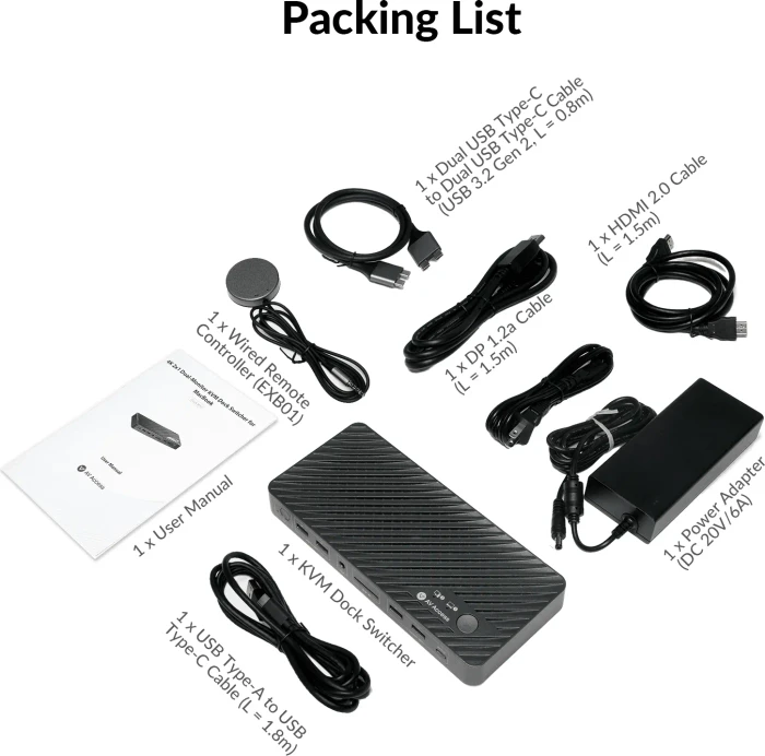 AV Access iDock M10, USB-C KVM Docking Station, 10-in1, for MacBook & 1 Desktop, 4K@60Hz Dual Monitor, 2-fach KVM-Switch