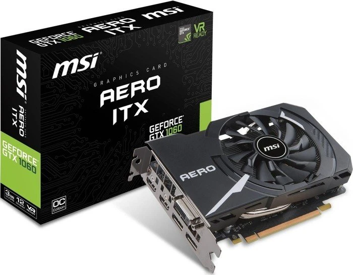 MSI GeForce GTX 1060 Aero ITX 3G OC, 3GB GDDR5, DVI, 2x HDMI, 2x DP