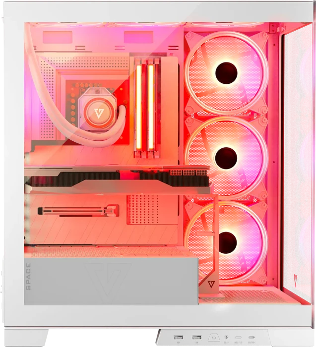 Modecom Volcano Space Apex ARGB Midi White, weiß, Glasfenster