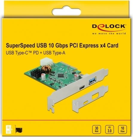DeLOCK 1x USB-C 3.1, 1x USB-A 3.1, PCIe 3.0 x4