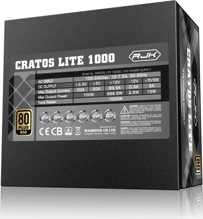 Raijintek CRATOS LITE 1000 1000W, ATX 3.1