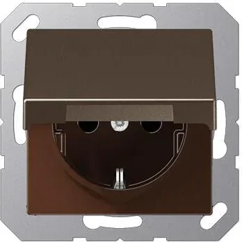 Jung Serie A Steckdose mit Klappdeckel, mokka