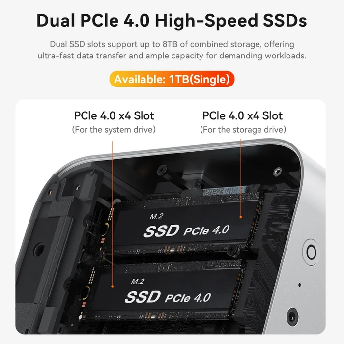 Beelink SER9 Pro, Frost Silver, Ryzen 7 255, 24GB RAM, 500GB SSD