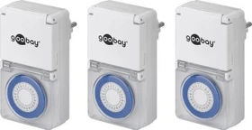 goobay Analoge Zeitschaltuhr, IP44, grau, 3er-Pack