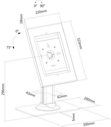 PureMounts DS Tablet Stand with Lockable Tablet Case, Tablet-Stand 9.7-10.5", schwarz