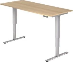 Hammerbacher Ergonomic Aktiv XDSM19/E/S elektrisch höhenverstellbarer Sitz-Steh-Schreibtisch 180x80cm Eiche/silber